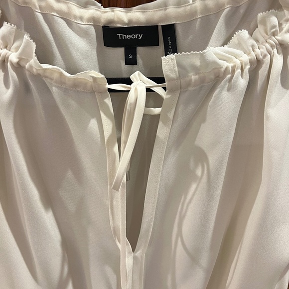 Theory Dezzie Sleeveless Ivory Silk Blouse Size Small - Picture 3 of 7